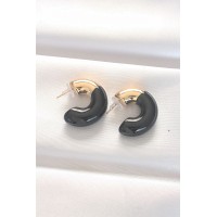 CCB Siyah Gold Çift Renk Küpe TJ-BKP8875