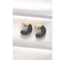 CCB Siyah Gold Çift Renk Küpe - TJ-BKP8875