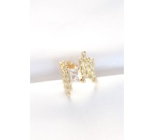 Gold Renk Tırtıklı Kalın Baget Taş Tasarım Ayarlanabilir Yüzük - TJ-BYK3105