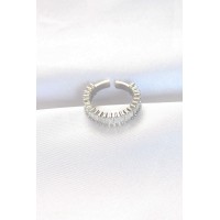 Sıralı Baget Taşlı Silver Renk Ayarlanabilir Yüzük TJ-BYK3110