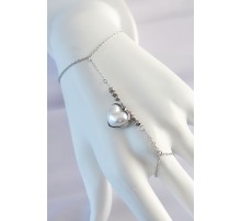 316L Çelik Gümüş Renk Beyaz Bubble Kalp Tasarımlı Şahmeran - TJ-SN575