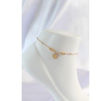 316L Çelik Gold Renk Zirkon Taş Detay Kalpli Halhal - TJ-HH1577