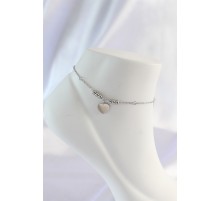 316L Çelik Gümüş Renk Zirkon Taş Detay Kalpli Halhal - TJ-HH1578