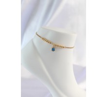 316L Çelik Gold Renk Minimal Nazar Boncuklu Halhal - TJ-HH1579