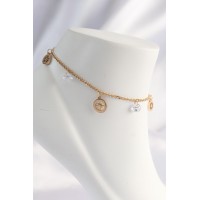 316L Çelik Gold Renk Zirkon Taşlı Yıldızlı Halhal TJ-HH1620