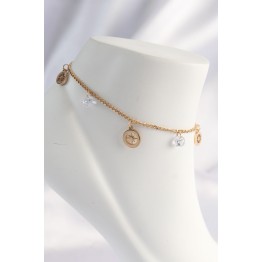 316L Çelik Gold Renk Zirkon Taşlı Yıldızlı Halhal TJ-HH1620