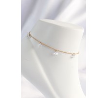 316L Çelik Gold Renk Zirkon Taşlı Halhal - TJ-HH1621