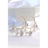 Pirinç Gümüş Renk Topçuk Model Gold Renk Halka Küpe TJ-BKP8907
