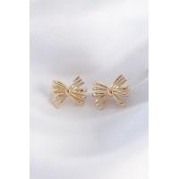 Pirinç Gold Renk Fiyonk Küpe TJ-BKP8930