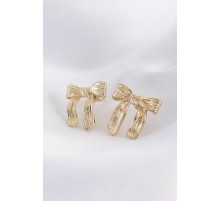 Pirinç Gold Renk Çizgi Detay Fiyonk Küpe - TJ-BKP8934