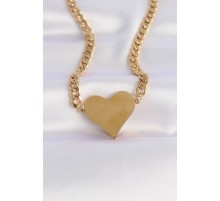 316L Çelik Zincir Altın Renk Düz Plaka Kalp Kolye - TJ-BKO8642