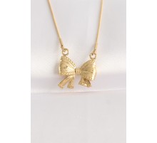 316L Çelik Zincir Altın Renk Fiyonk Kolye - TJ-BKO8676