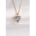 316L Çelik Zincir Altın Renk Zirkon Taşlı Mavi Mor Renkli Kalp Figür Kolye - TJ-BKO8685
