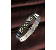 316L Çelik Siyah Desenli Ayarlanabilir Hasır Kordonlu Bileklik - TJ-EB3636