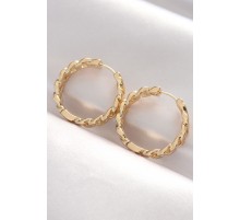 Pirinç Gold Renk Zincir Model Halka Küpe - TJ-BKP8970