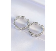 Pirinç Gümüş Renk Zincir Model Halka Küpe - TJ-BKP8971