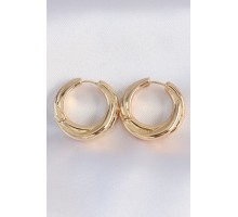 Pirinç Gold Renk Asimetrik Kıvrım Küpe - TJ-BKP8974