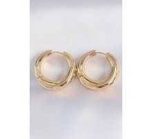Pirinç Gold Renk Asimetrik Kıvrım Küpe - TJ-BKP8974