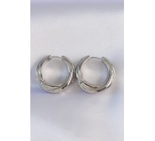 Pirinç Gümüş Renk Asimetrik Kıvrım Küpe - TJ-BKP8975