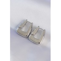 Pirinç Gümüş Renk Kalın Küpe TJ-BKP8979