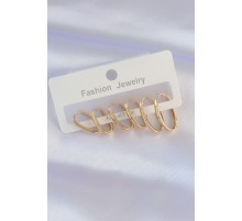 Pirinç Gold Renk İnce Oval Küpe Seti - TJ-BKP8988