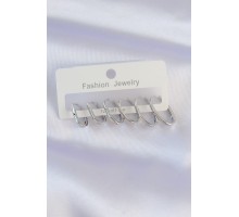 Pirinç Gümüş Renk İnce Oval Küpe Seti - TJ-BKP8989