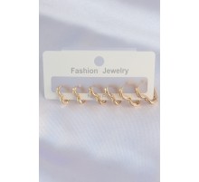 Pirinç Gold Renk Kalp Model Küpe Seti - TJ-BKP8992