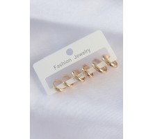 Pirinç Gold Renk Oval Bombeli Küpe Seti - TJ-BKP8996