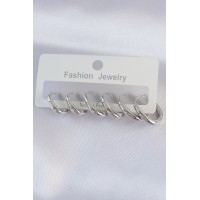 Pirinç Gümüş Renk Oval Küpe Seti TJ-BKP8999