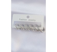 Pirinç Gümüş Renk Oval Küpe Seti - TJ-BKP8999