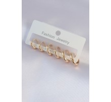 Pirinç Gold Renk Oval Küpe Seti - TJ-BKP9002