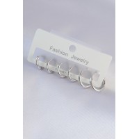 Pirinç Gümüş Renk Oval Küpe Seti TJ-BKP9003