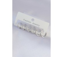 Pirinç Gümüş Renk Oval Küpe Seti - TJ-BKP9003