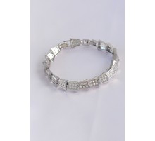 Vip Seri Pirinç Zirkon Taşlı Gümüş Renk Geometrik Bileklik - TJ-BB6059