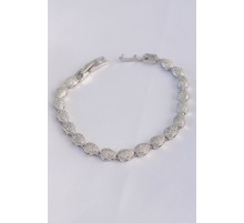 Vip Seri Pirinç Zirkon Taşlı Gümüş Renk Damla Model Bileklik - TJ-BB6065