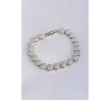 Vip Seri Pirinç Zirkon Taşlı Gümüş Renk Kalp Model Bileklik - TJ-BB6067