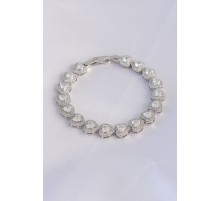 Vip Seri Pirinç Zirkon Taşlı Gümüş Renk Kalp Model Bileklik - TJ-BB6073