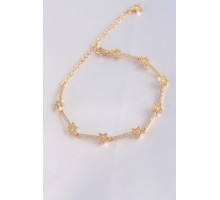 Vip Seri Pirinç Zirkon Taşlı Gold Renk Halley Model Bileklik - TJ-BB6081