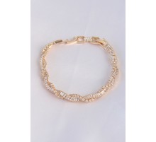 Vip Seri Pirinç Zirkon Taşlı Gold Renk Sarmal Model Bileklik - TJ-BB6083