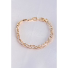 Vip Seri Pirinç Zirkon Taşlı Gold Renk Sarmal Model Bileklik TJ-BB6083