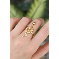 Pirinç Gold Renk Ayarlanabilir Yılan Yüzük TJ-BYK3162