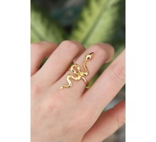 Pirinç Gold Renk Ayarlanabilir Yılan Yüzük - TJ-BYK3162