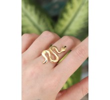 Pirinç Gold Renk Ayarlanabilir Yılan Yüzük - TJ-BYK3164