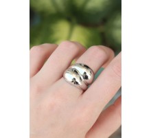 Pirinç Gümüş Renk Ayarlanabilir Damla Yüzük - TJ-BYK3173