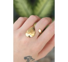 Pirinç Gold Renk Ayarlanabilir İri Bombeli Yüzük - TJ-BYK3178