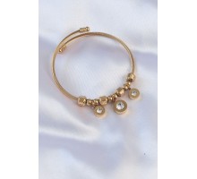 316L Çelik Gold Renk Zirkon Taşlı Model Charm Bileklik - TJ-BB6089