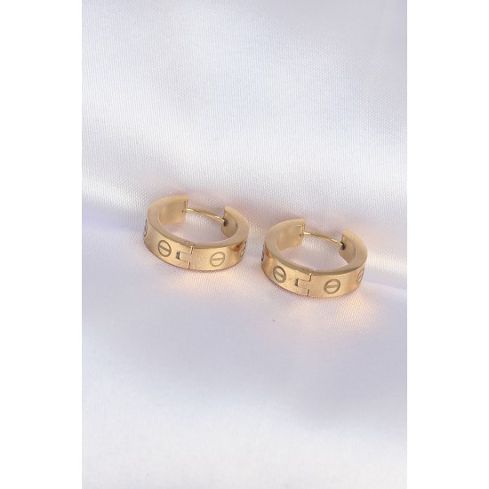 toptan-xml-dropshipping-316L Çelik Gold Renk Model Halka Küpe - TJ-BKP9004