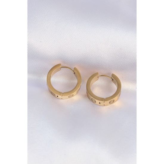 toptan-xml-dropshipping-316L Çelik Gold Renk Model Halka Küpe - TJ-BKP9004