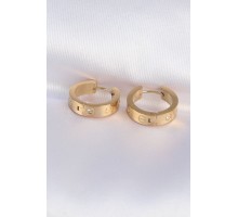 316L Çelik Gold Renk Zirkon Taşlı Model Halka Küpe - TJ-BKP9005
