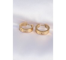 316L Çelik Gold Renk Zirkon Taşlı Model Halka Küpe - TJ-BKP9005